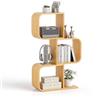 RELAX4LIFE Scaffale Libreria in Bambù, Scaffale Espositore per Decorazioni con 3 Cubi, Libreria Artistica a Forma di S per Ufficio, Studio e Soggiorno, 61 x 23 x 99 cm (3 Livelli)