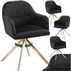 tectake® Set di 4 Sedie Girevoli in Velluto, Sedie Sala da Pranzo con Imbottitura, Sedie Moderne con Braccioli e Gambe in Acciaio, Ideali per Sala da Pranzo, Ufficio o Salotto- Nero/Oro