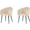 Totò Piccinni Poltroncina MARGHERITA in velluto imbottita gambe in metallo da salotto (2, Beige)