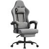 WOLTU Sedia Gaming con Massaggio, Sedia da Ufficio Ergonomica Girevole Ampia Imbottita per Computer con Cuscino Lombare Massaggiante, Carico 150 Kg, Tessuto a rete, Grigio+Giallo