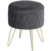 OLOTU Sgabello basso Poggiapiedi in stile moderno, sgabello rotondo in velluto con coperchio e piedini in metallo dorato per soggiorno, camera da letto Ottomano