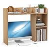 HOMASIS Scaffale in Legno, Libreria con 5 Scomparti, Organizzatore Aperto con Dispositivo Anti-Ribaltamento per Soggiorno, Studio, 94 x 25 x 74 cm (Naturale)