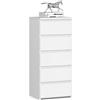 AKORD | Cassettiera a 5 Cassetti | Credenza Alta | Moderna Mobiletto per Soggiorno Sala da Pranzo Camera da Letto Corridoio Bagno | Armadio Cameretta | 35x40x92 cm | Bianco