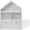 Rebecca Mobili Libreria Scaffale Bambini, Armadietto Cameretta Bimbo Bimba, Forma Casa, 2 Ripiani 2 Cassetti, Mdf Bianco - Misure: 97 x 72,5 x 30 cm (HxLxP) - Art. RE6730