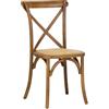 Totò Piccinni Sedia in Legno Design Cross, seduta intreccio rattan (Marrone Chiaro, 1)