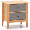 HOMN LIVING Comodino Luca 2 Cassetti Rovere, Legno Massello, 46 ??cm (Larghezza) 35 cm (Profondità) 51 cm (Altezza)