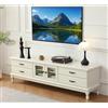 Ribanedy Mobile TV Moderno in Legno | Mobile Porta TV con 4 Cassetti e Ante in Vetro | Credenza Multimediale per Soggiorno (Bianco A, 180cm)