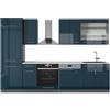 Vicco Cucina componibile Fame-Line, Blu scuro lucido/antracite, 300 cm, PL Marmo, per l'espansione personalizzata con moduli compatibili