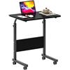 SogesHome 60 x 40 cm Tavolino Computer con Tavolino Regolabile in Altezza a Rulli, con Slot per Tablet,Tavolino Portatile per Divano Letto,Nero05#3-60BK-SH-1