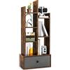 GIANTEX Libreria con 4 Ripiani Scaffale per Libri con Cassetto, Espositore di Decorazioni Portaoggetti, Scaffale Libri da Terra, 53x24x118 cm, 2 Colori (Marrone 1 Cassetto)
