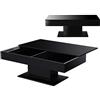 [en.casa] Tavolino da Salotto con Piano Scorrevole Tavolo Basso con 2 Vani Nascosti Tavolino Contenitore 40 x 110 x 60 cm Nero Lucido