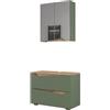 Vicco Set di mobili da bagno Marelle, Verde/Artigianale, 80 cm, composto da specchio da bagno e mobile sottolavabo