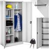 tectake® Armadio Portadocumenti, 6 Scomparti, Asta Appendiabiti, Armadio Multiuso in Acciaio Verniciato, Mobile con Ante Rinforzate, Serratura a Cilindro di Sicurezza, 80 cm - Grigio