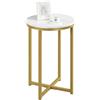 Yaheetech Tavolino Salotto Rotondo Tavolino Laterale con 2 Piani Tavolo Basso in Aspetto Marmorizzato Tavolino Oro Altezza 61 cm per Soggiorno Camera da Letto