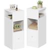 EUGAD Set di 2 Comodino Stretto, Comodino con 2 Scomparti a Giorno e Cassetto, Tavolino da Notte 25x30x66cm, Mobile Salvaspazio per Camera da Letto, Soggiorno, in Truciolato, Bianco, 0179ZZ-2