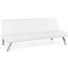 Yellowshop - FORBES Divano letto 3 posti in similpelle sofà design moderno cm 180x82xH73 Bianco, Nero o Tortora (Bianco)