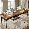Lailang 200cm Scrivania Computer, Tavolo Ufficio Riunioni, Scrittoio Vintage, Scrivania Con Cassetti, Scrivania Per Due Persone, 200 x 60 x 82 cm, Marrone Rustico