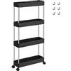 SONGMICS Carrello Portaoggetti a 4 Livelli, Carrello con Ruote, Carrellino da Cucina Bagno Ufficio, 14,4 x 42 x 86 cm, Nero Inchiostro KSC008B01