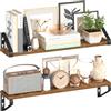 VASAGLE Mensole da Muro, Mensole da Parete, Set di 2, 2 Modalità di Montaggio, 40 cm, per Soggiorno Cucina Studio Bagno, Marrone Vintage e Nero Opaco LWS042K01