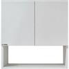 Jo-Bagno.it Pensile Armadietto Bagno Sospeso da Parete Armadio Mobiletto Salvaspazio Bianco con 2 Ante Battente e Vano a Giorno 57.5 x 27 x 58 cm Cucina Lavanderia Lavatrice