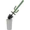 Inbagno Scopino per WC Cactus, Colore Grigio, da appoggio in plastica con ciuffo in setole Nere, Completo di portascopino