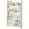 WOLTU Libreria da Parete per Bambini, Piccola Libreria Frontale a 4 Ripiani in Legno, Scaffale Porta Libri a Muro per Cameretta, Verde, 60x14,5x98 cm