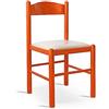 Sedam Srl Sedia Pisa, In Legno Massello, Seduta in Paglia, Varie Colorazioni Disponibili, ORDINE MINIMO 2 SEDIE (Arancione, Imbottita Beige)