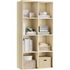 WOLTU Libreria Scaffale con 8 Scomparti a Cubi Portaoggetti, Mobile da Soggiorno Porta Libri, Libreria in Legno da Ufficio 60x29,5x121cm, Legno chiaro, SK002hei4
