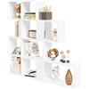 eSituro Libreria a 4 Livelli, Scaffale Divisorio con 11 Scomparti Aperti, Scaffale in Piedi, Scaffale a Gradini, per Soggiorno, Camera da Letto, Ufficio, 115x109,5x19,5 Cm, Bianco