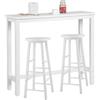 WOLTU Tavolo Alto con 2 Sgabelli, Set Pranzo per Cucina, Sala da Pranzo, Isola da Cucina, Sgabelli Rotondi, Struttura in Metallo, Design Industriale, Bianco