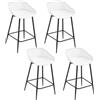 WOLTU Sgabelli da Bar Set di 4, Sgabello Cucina Esterno 64.5cm con Poggiapiedi e Schienale, per Isola Cucina, Colazione, Seduta in Plastica, Bianco