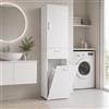Yellowshop | Mobile lavanderia a Colonna Compos Laundry - Mobiletto salvaspazio con ante e ripiani - Contenitore verticale per detersivi, accessori bagno o biancheria Bianco