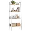 WOLTU Scaffale a Scala in Legno Libreria a 4 Ripiani per Soggiorno Fioriera Balcone, 60x35x148 cm Rovere Chiaro+Bianco RGB9283whe