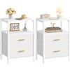 Hzuaneri Comodino set di 2, 2 cassetti pieghevoli in tessuto, Bianco | Vano a giorno, Tavolino, Comodino camera da letto, Tavolino lateraleTavolino laterale, Soggiorno, Camera da letto, NS30713W