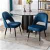 Ya-Home Set di 2 Sedie da Pranzo Sedie da Cucina in Velluto Poltrona da Cucina con Gambe in Metallo Sedie da Salotto Imbottite per Sala da Pranzo/Soggiorno, Blu
