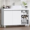 Hzuaneri Mobile Sottolavabo per Bagno, Mobiletto da Bagno, 2 Ante, Scomparto Aperto con 3 Livelli, con Piedini, indipendente, moderno, 30 x 90 x 64 cm, Bianco BC28903X