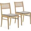 HOMN LIVING Pack 2 Sedie Vilma Color Rovere, Legno massello e Rattan Naturale, 45,5 cm (Larghezza) 54,5 cm (profondità) 82 cm (Altezza)