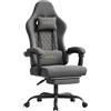 WOLTU Sedia Gaming con Massaggio, Sedia da Ufficio Ergonomica Girevole Ampia Imbottita per Computer con Cuscino Lombare Massaggiante, Carico 150 Kg, Tessuto Tecnologico, Grigio+Giallo