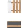 AVANTI TRENDSTORE Rimmo - Mobile da ingresso con specchio, con scarpiera per piccoli appartamenti, set da ingresso. colori bianco/marrone o marrone/antracite. LAP 91,5x202x28 cm