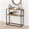 [en.casa] Tavolo a Consolle (AxLxP) 90 x 90 x 33,5 cm Mobile da Ingresso con 2 Piani di Appoggio in Effetto Rovere