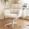 YOUDENOVA Sedia da Ufficio, Sedia da Trucco Regolabile in Altezza, Sedia per Home Office Girevole a 360°, Sedia da Toeletta per Camera da Letto di Ragazza, Velluto Beige