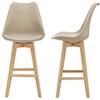 [en.casa] Set di 2 Sgabelli da Bar con Poggiapiedi e Schienale Seduta Imbottita in Similpelle Sedie Alte da Bancone per Cucina con Gambe in Faggio - Beige
