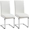 Yaheetech Set 2 Sedie Sala da Pranzo Imbottite Seduta Spessa 10 cm, Sedie Cucina con Schienale Alto, Gambe in Metallo a Forma di U per Uffici, Soggiorni e Salotti, Bianco