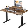 Devoko 140 x 60 cm Scrivania Regolabile in Altezza con Supporto per Monitor, Regolabile con 2 Altezze di Memoria, Per Camera da Letto, Studio, Ufficio, Marrone
