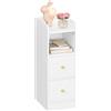 Hzuaneri Comodino, Tavolino Stretto con 2 Cassetti, comodino con protezione superiore, per spazi ristretti, per Camera da Letto, Soggiorno, 30 x 24 x 65 cm, Bianco con venature del legno NS62113X