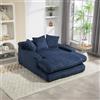 Soweiz Moderno divano letto in velluto a coste Cloud Couch con 3 morbidi cuscini, comodo divano da pavimento a posto singolo per soggiorno, appartamento, ufficio, 125 x 155 x 63 cm (blu navy)