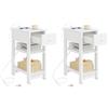 WOLTU Set 2 Comodino Bianco, 30x45x65 cm