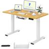 FLEXISPOT Scrivania Regolabile In Altezza Elettrica 100x60cm, Scrivania Regolabile In Altezza A 2 Livelli Con Gancio E Promemoria Seduta-Stand (Acero, Struttura Bianca)