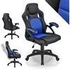 Juskys Sedia racing da scrivania Montreal ergonomica regolabile in altezza e imbottita portata 120 kg Sedia da ufficio girevole Sedia da gaming per PC - blu