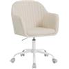WOLTU Poltrona Ergonomica da Ufficio, Sedia da Toeletta Girevole, in Velluto Imbottita, Regolabile in Altezza per Ufficio e Camera da Letto, Crema